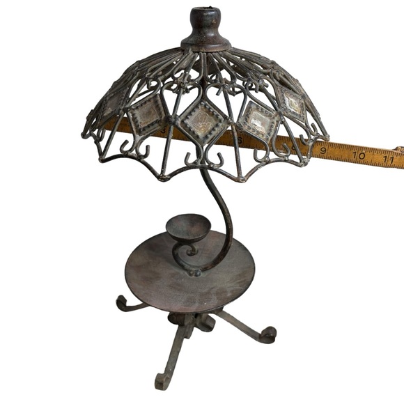 Antique Iron Shabby Victorian Parasol Candle Holder - Picture 8 of 12